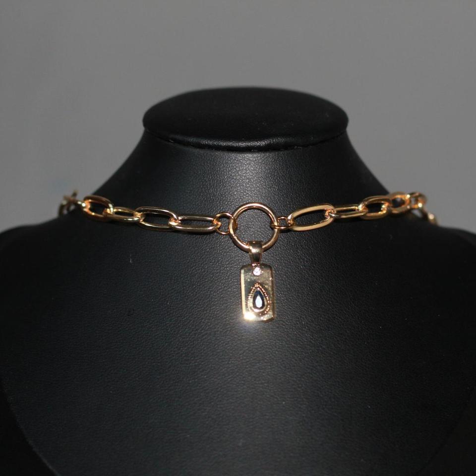Gold Chain Necklace With Blue 50fc