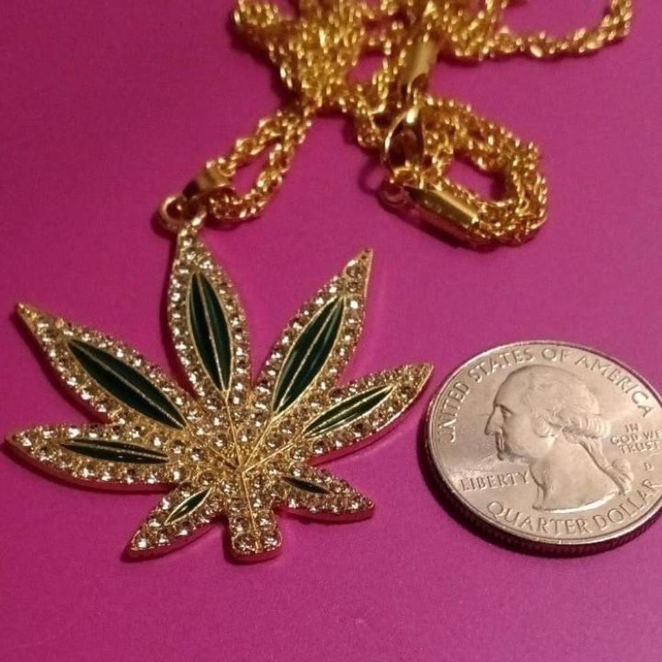 Weed Leaf Silver Necklace Alloy F6fe