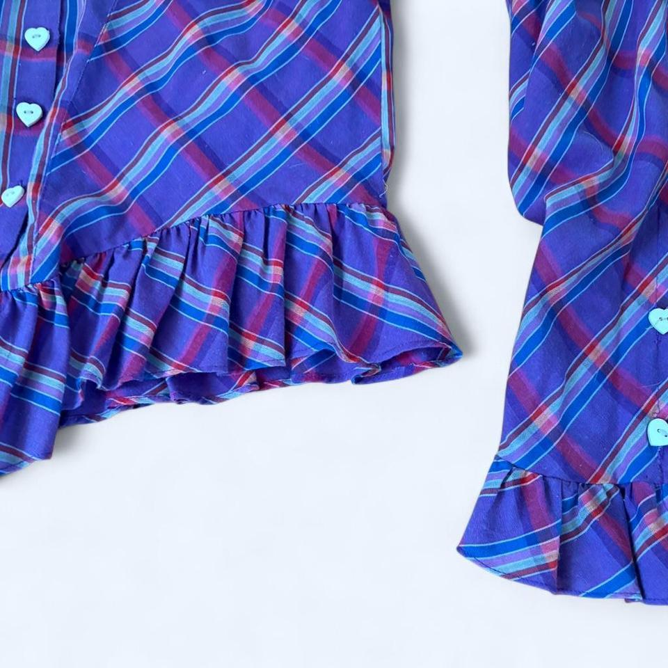Plaid Blouse With Puff Sleeves A5e5 2