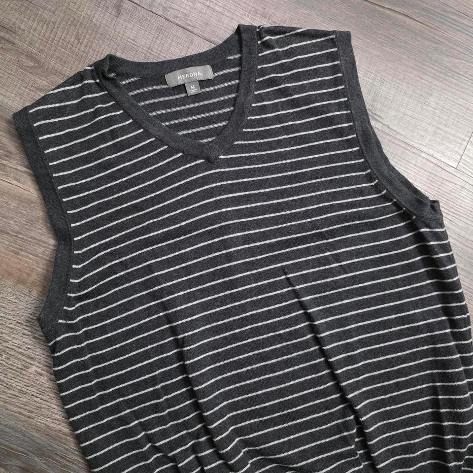 Merona Grey Striped Sweater Vest E0f4