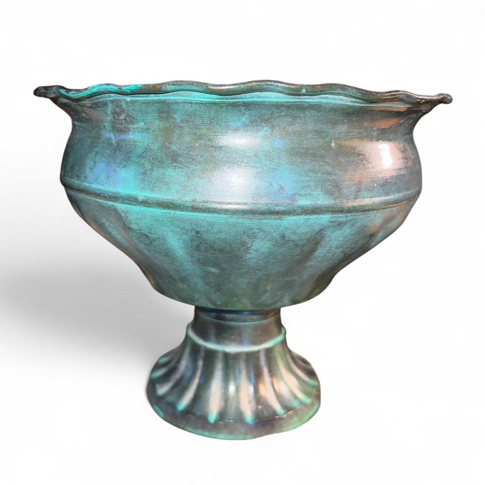 Green Metal Compote Bowl Vase 31cd