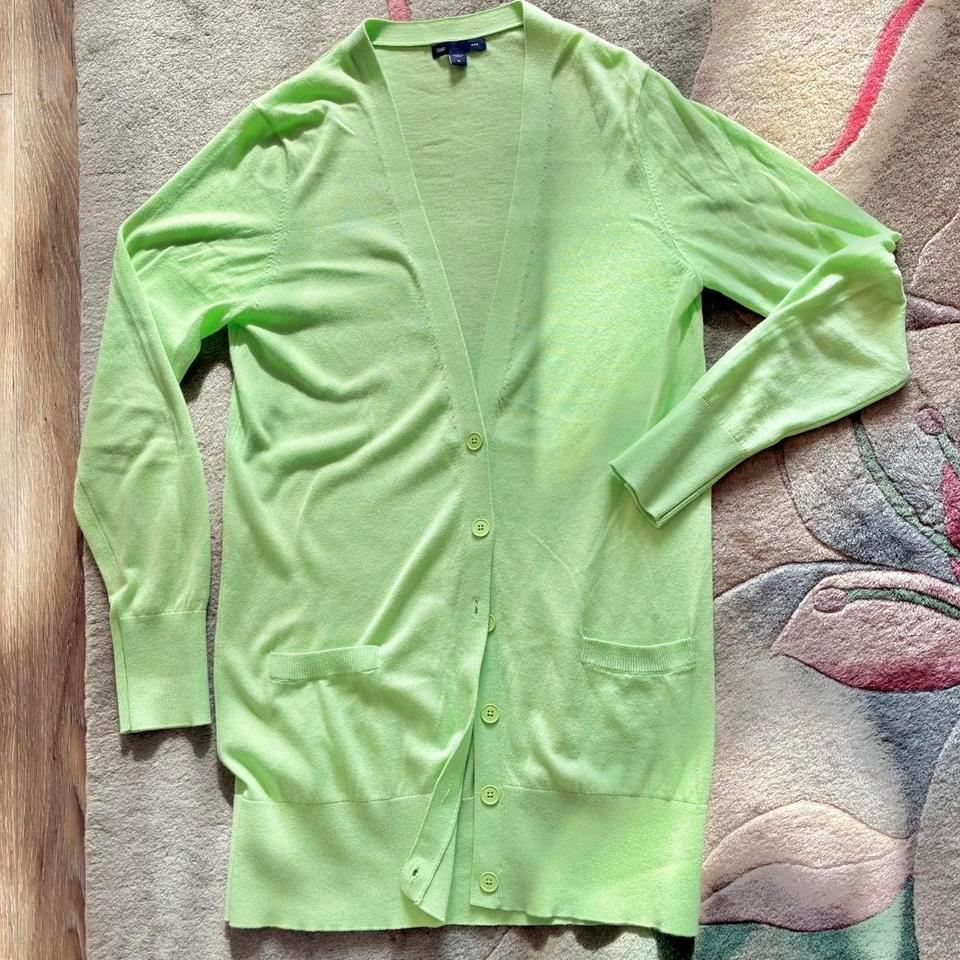Green Cotton Long Gap Cardigan Ff3d