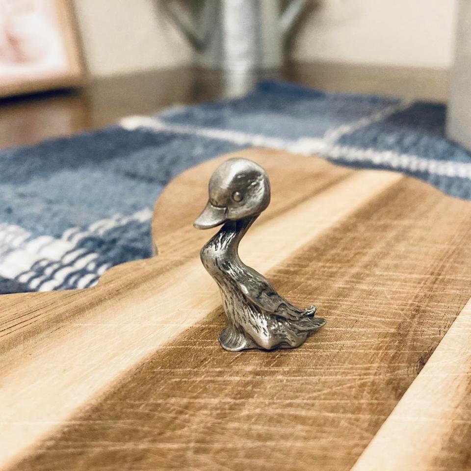 Adorable Silver Metal Miniature Duck 85df 6