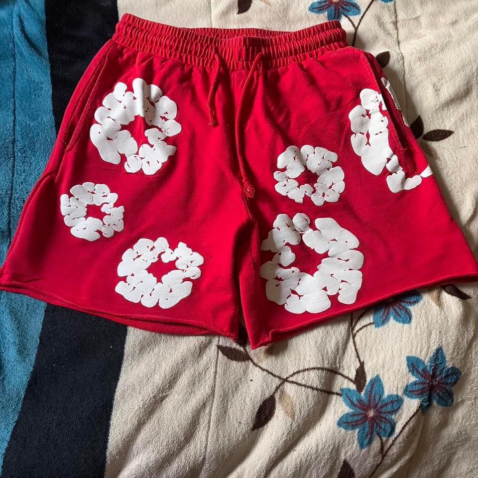 Red Denim Tear Shorts Shorts Cf59