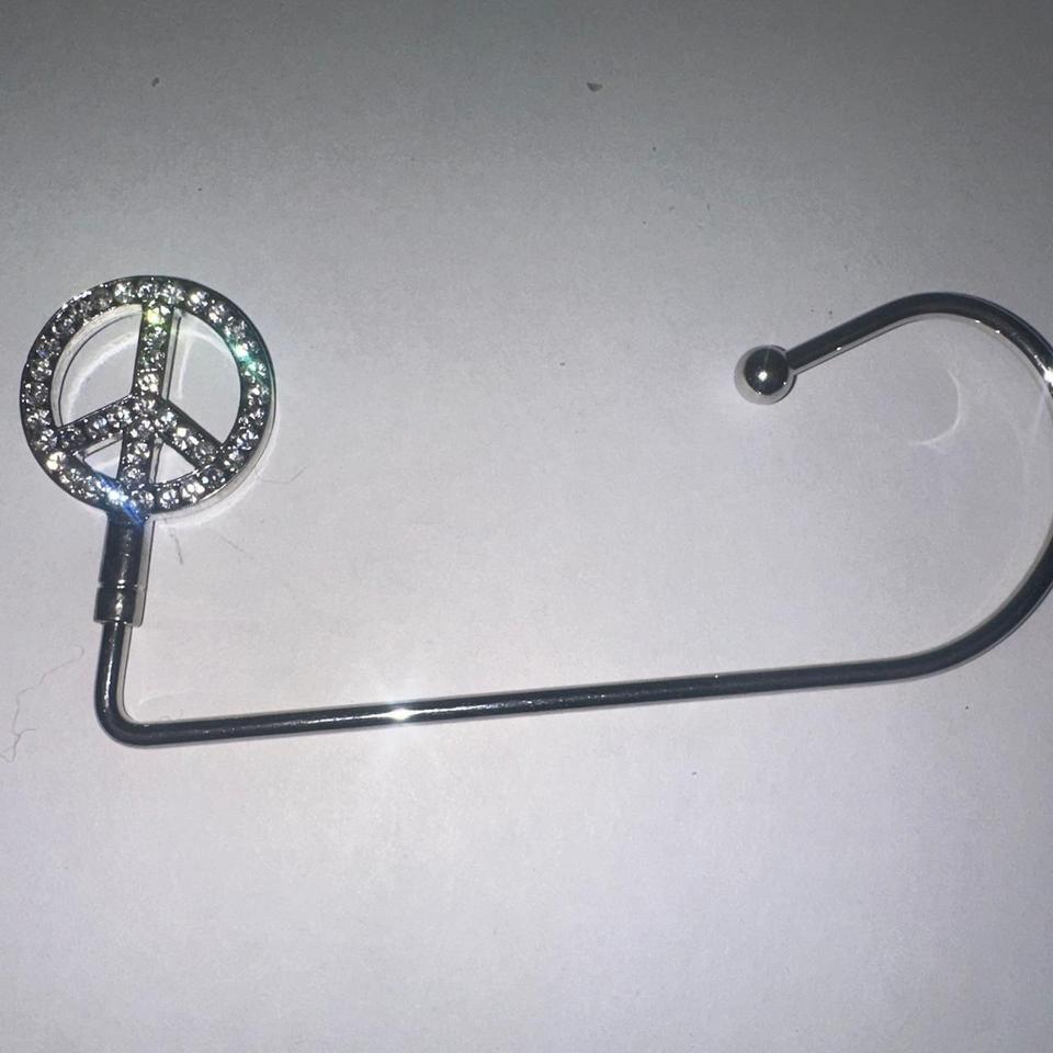 Silver Peace Sign Purse Hanger C38e