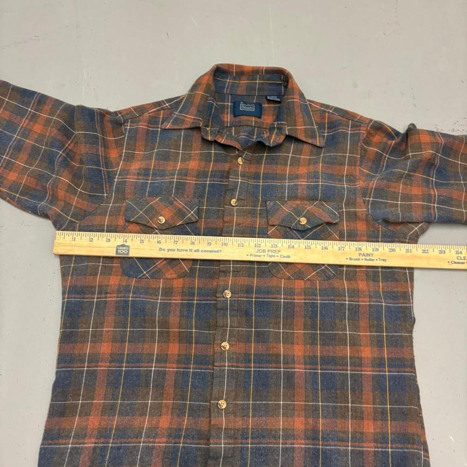 Vintage Sears Plaid Flannel Button 60a8 4