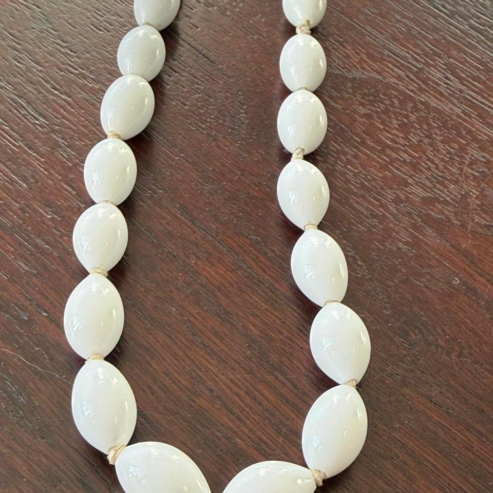 White Milk Glass Vintage Beaded
