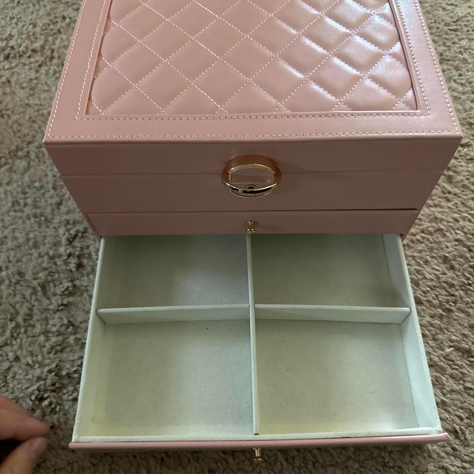 Pink Quilted Leather Jewelry Box 620c 2
