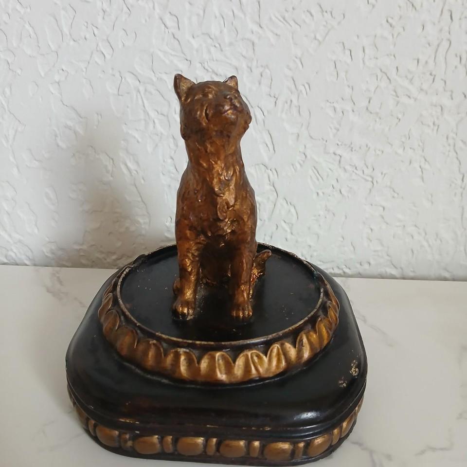 Vintage Bronzed Cat Statue 904a