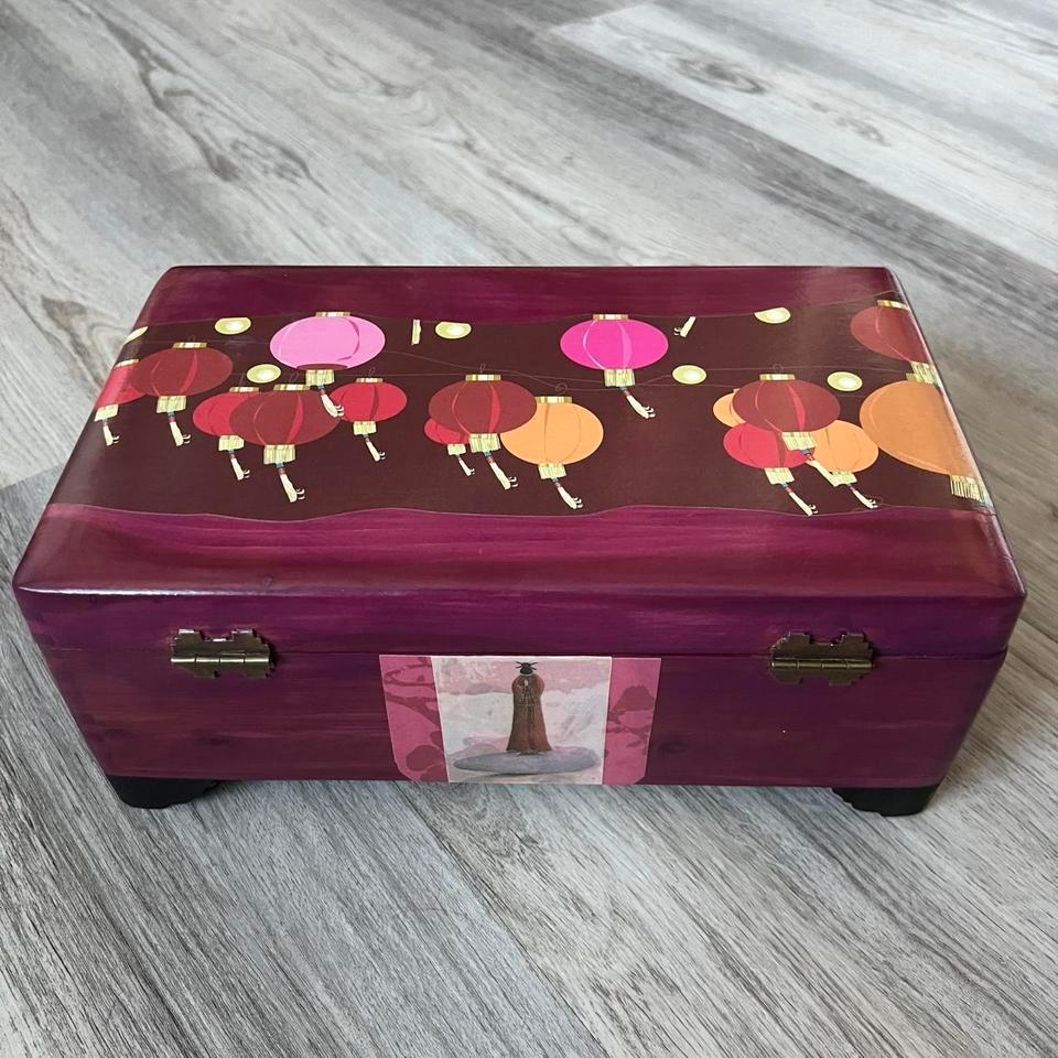 Wooden Jewelry Trinket Box Pink 6