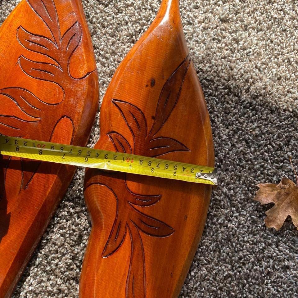 Vintage Hand Carved Wooden Leaf 060d 7