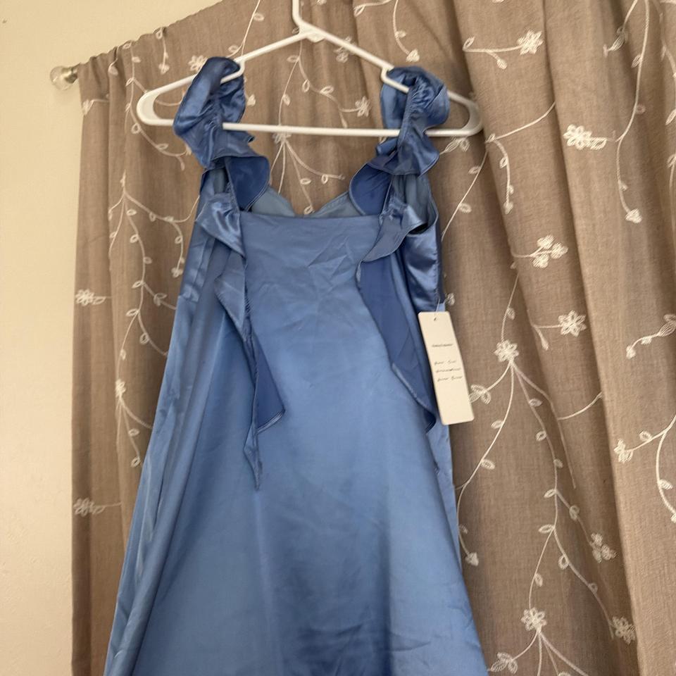 Blue Satin Mini Dress With 3e40 3