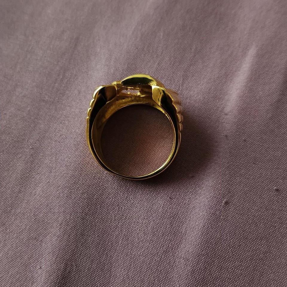 Gold Horseshoe Mens Ring With 5
