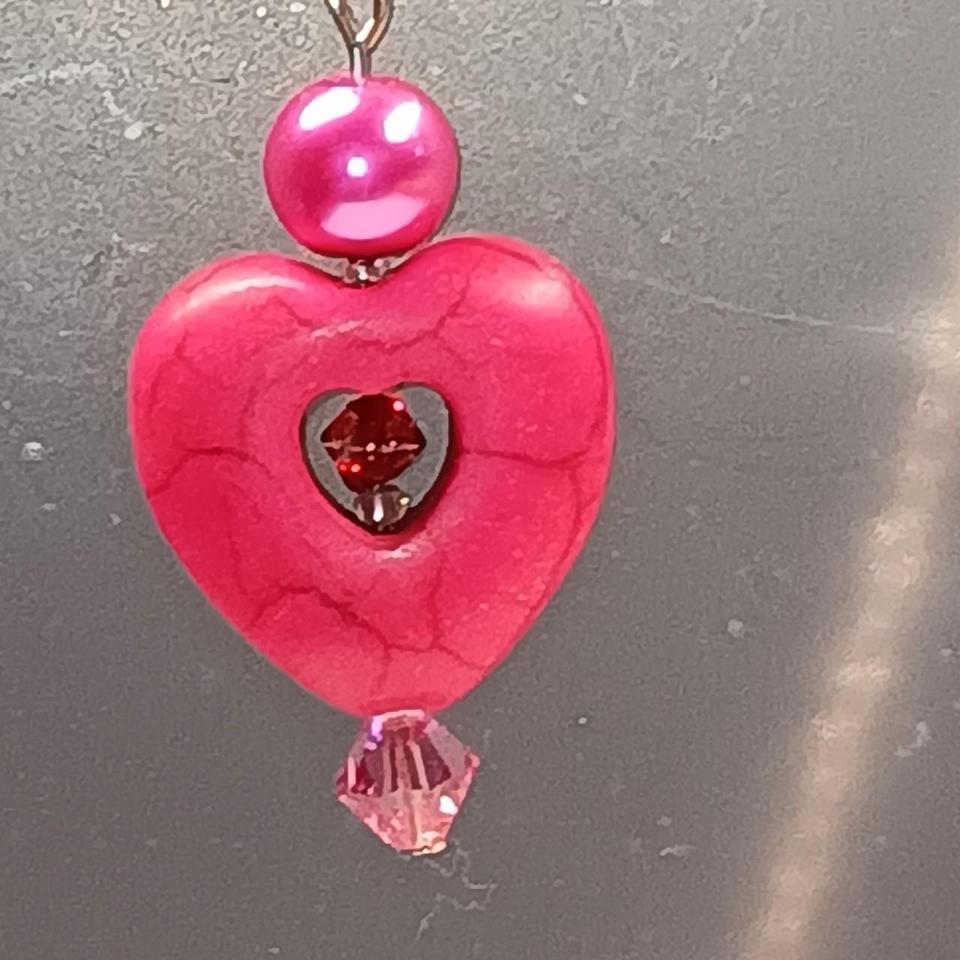 Pink Heart Necklace With Swarovski 0cf8 5