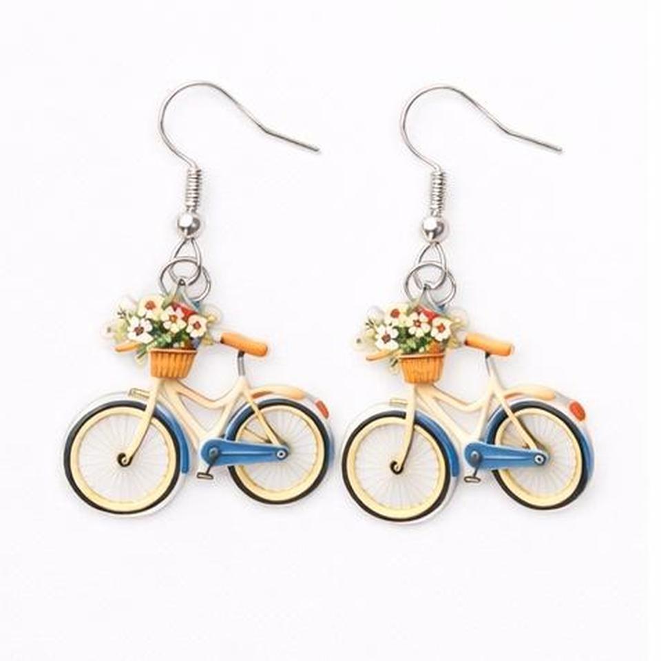 Vintage Style Bike Earrings Aa14