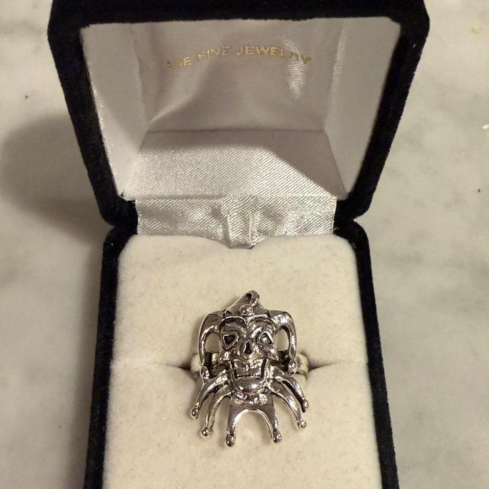 Vintage Silver Skull Clown Ring 88a9