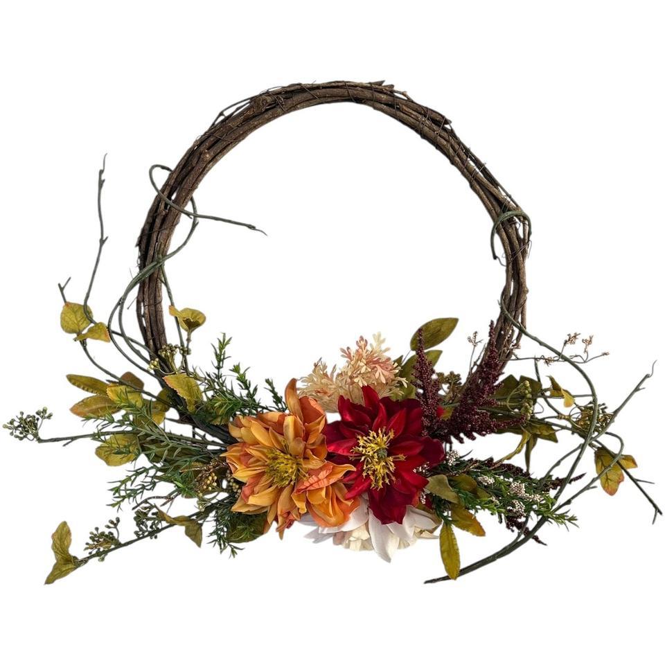 Rustic Fall Floral Grapevine Wreath