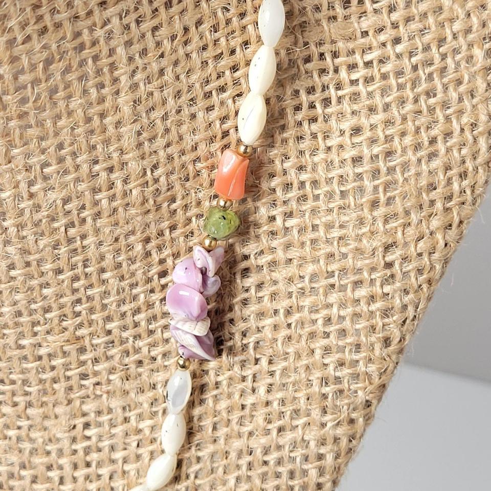 Vintage Purple Shell Chip Necklace 4c07 4