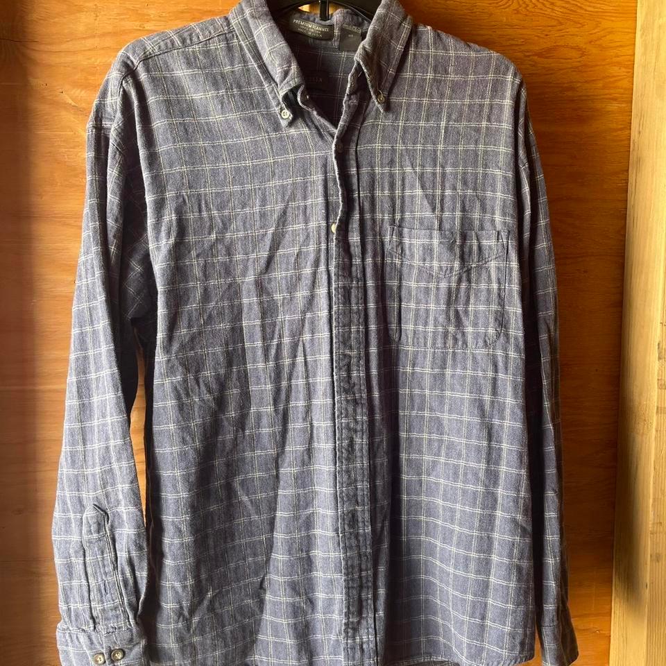 Navy And White Plaid Button