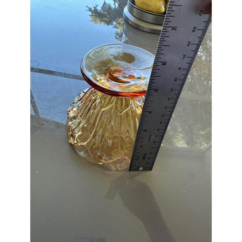 Amber Glass Pedestal Bowl Fluted 5