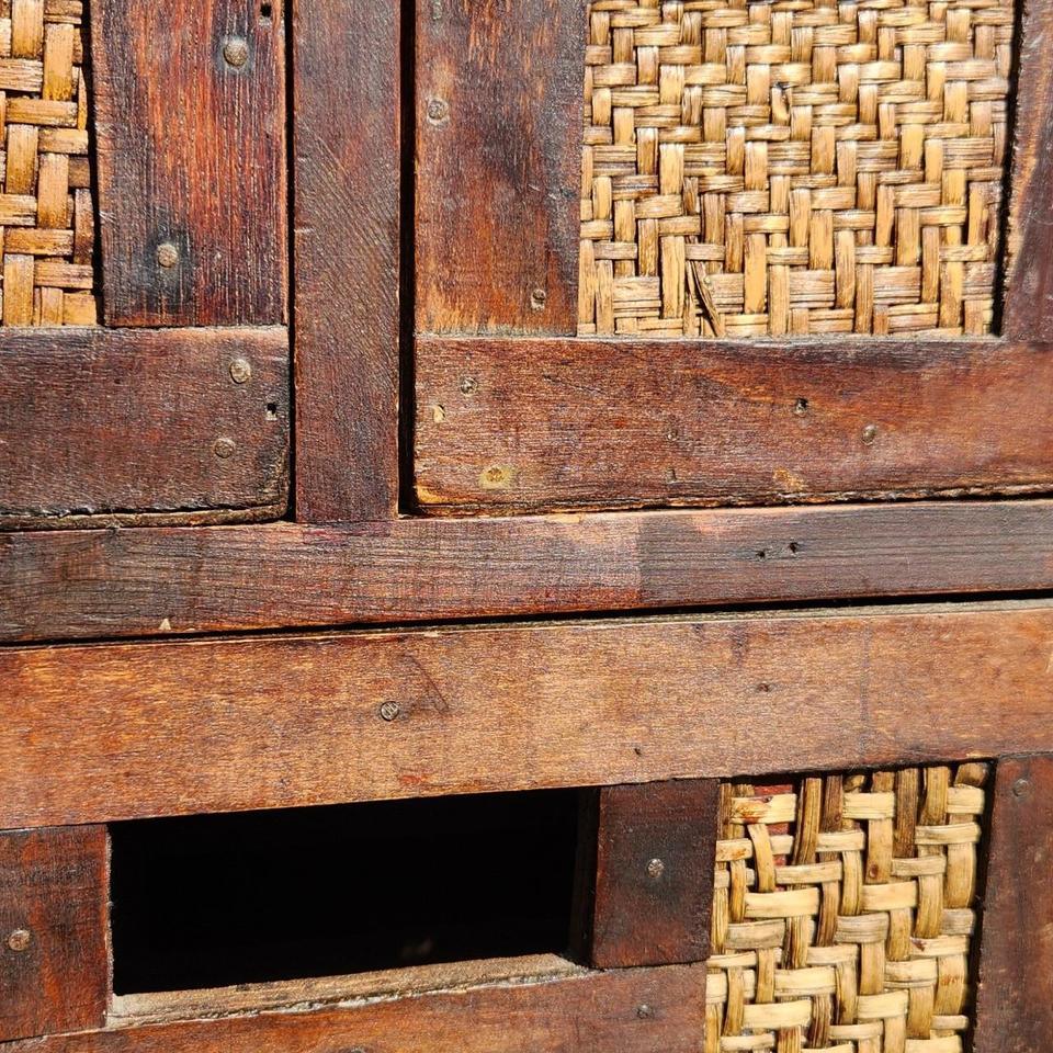 Vintage Wood Woven Storage 83c7 2