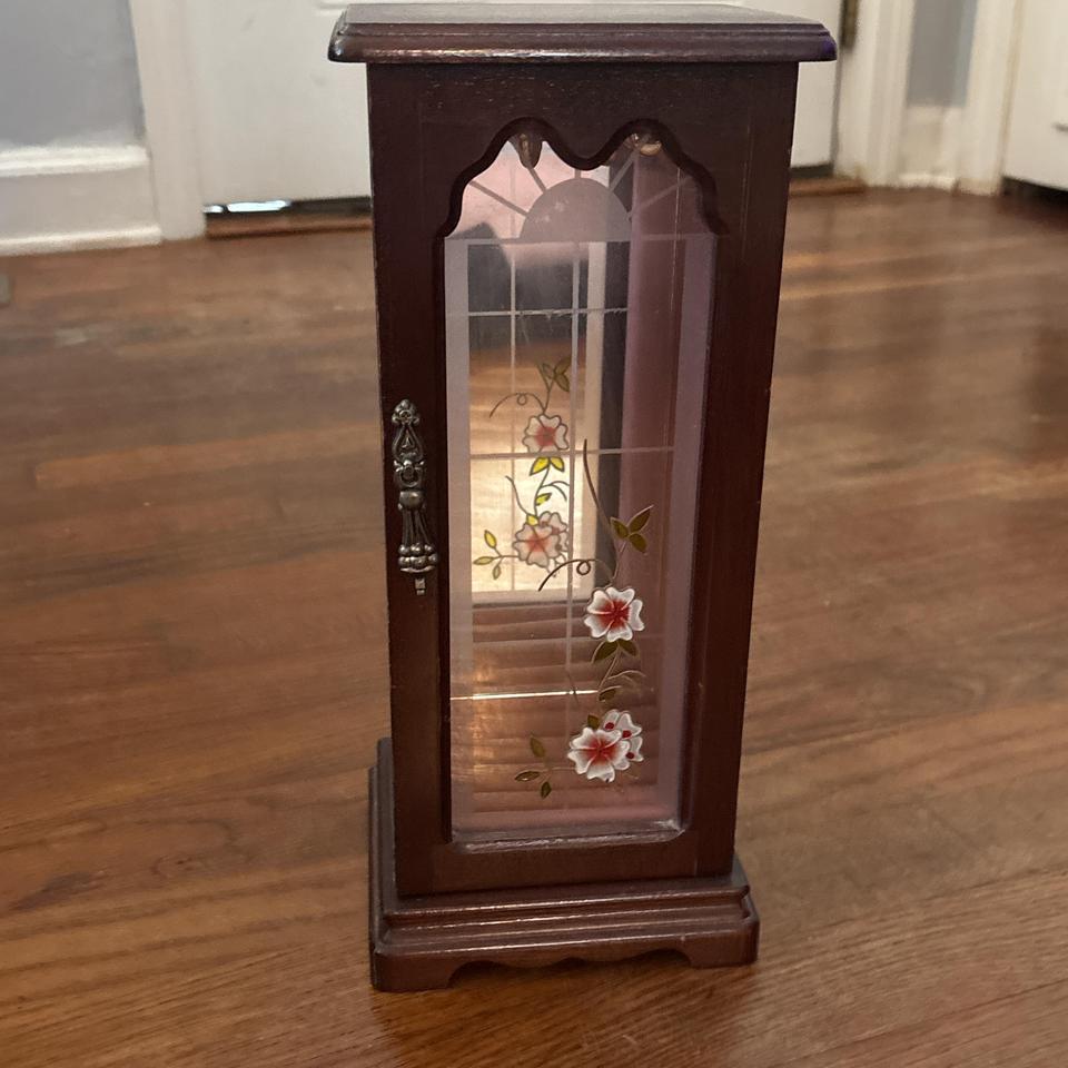 Wooden Jewelry Box With Floral 14a2
