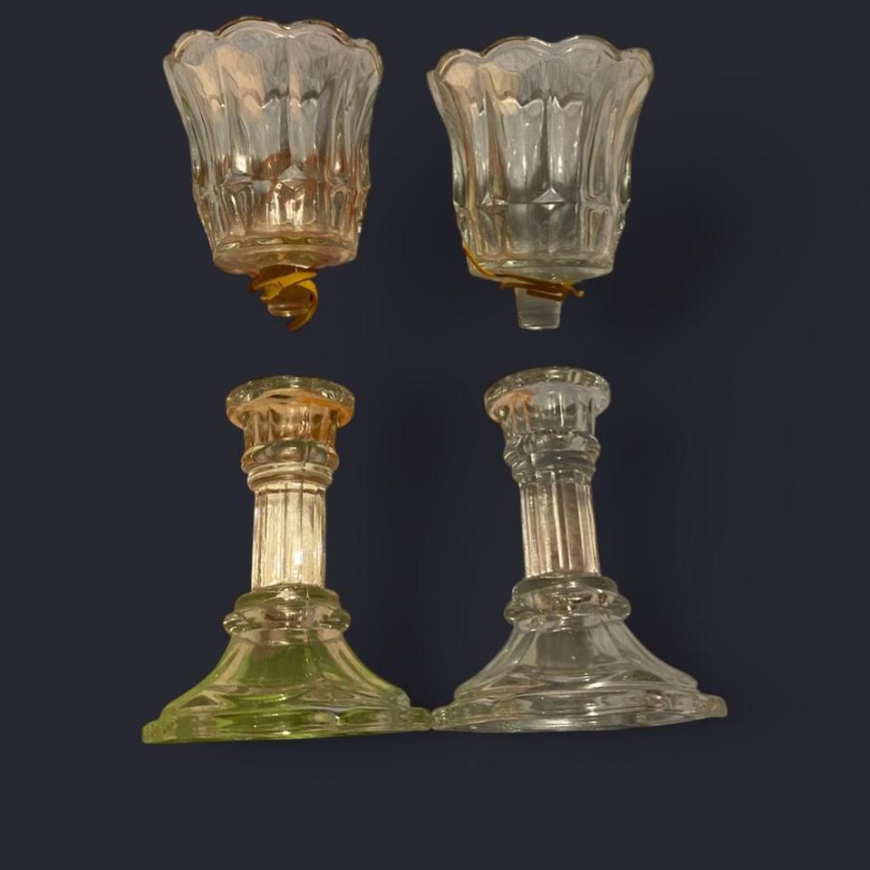 Pair Of Vintage Glass Candlestick E327
