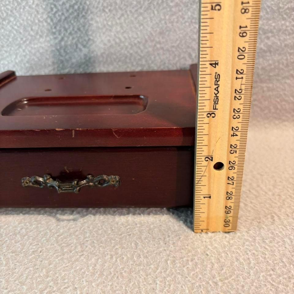 Vtg Wooden Jewelry Box With 4