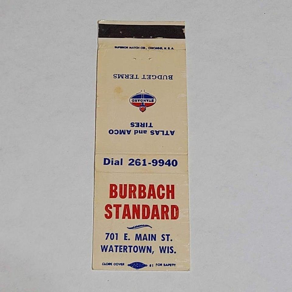 Vintage Matchbook Cover Burbach Standard 18fe 4