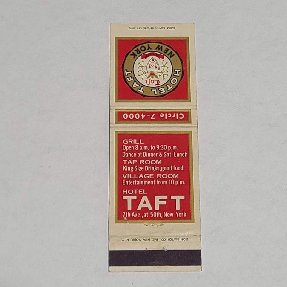 Vintage Matchbook Cover Hotel Taft 70f2 4