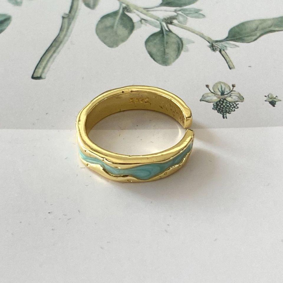 Vintage Wave Enamel Ring Simple 10dd 2