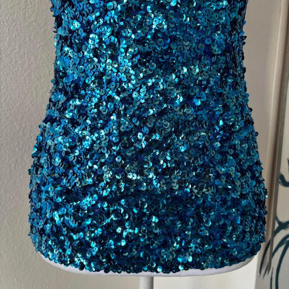 Blue Sequin Tank Top In 9d05 3