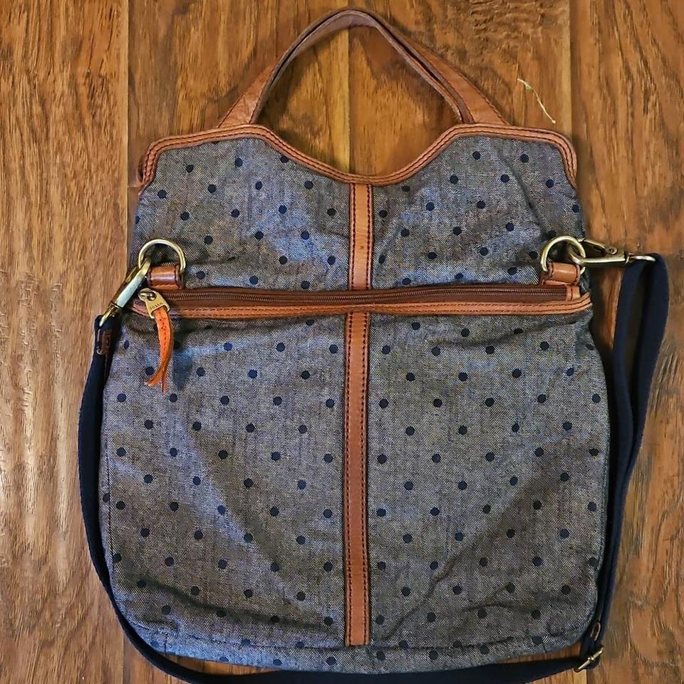 Fossil Leather And Denim Foldover