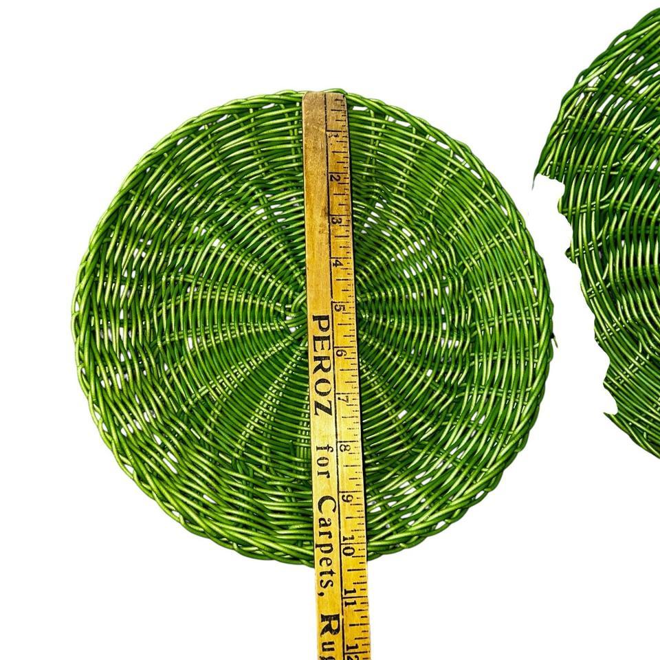Vintage Green Wicker Rattan Basket 5