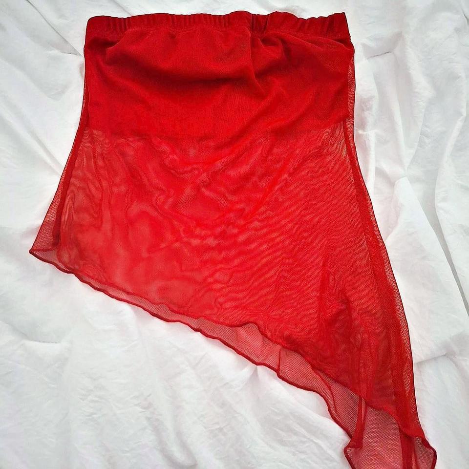 Red Mesh Tube Top With F189