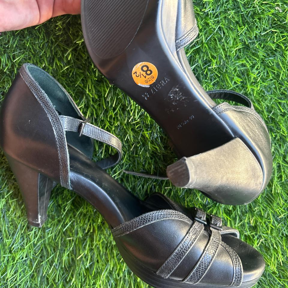 Black Leather Ziera Heels With 6