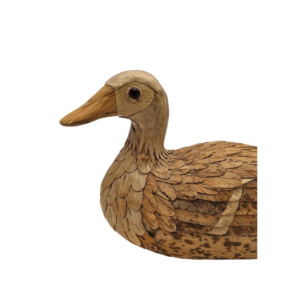 Vintage Corn Husk Wood Mallard 37d8 2