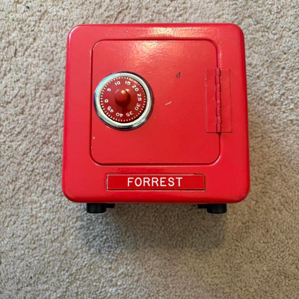 Red Vintage Metal Safe Money 252a