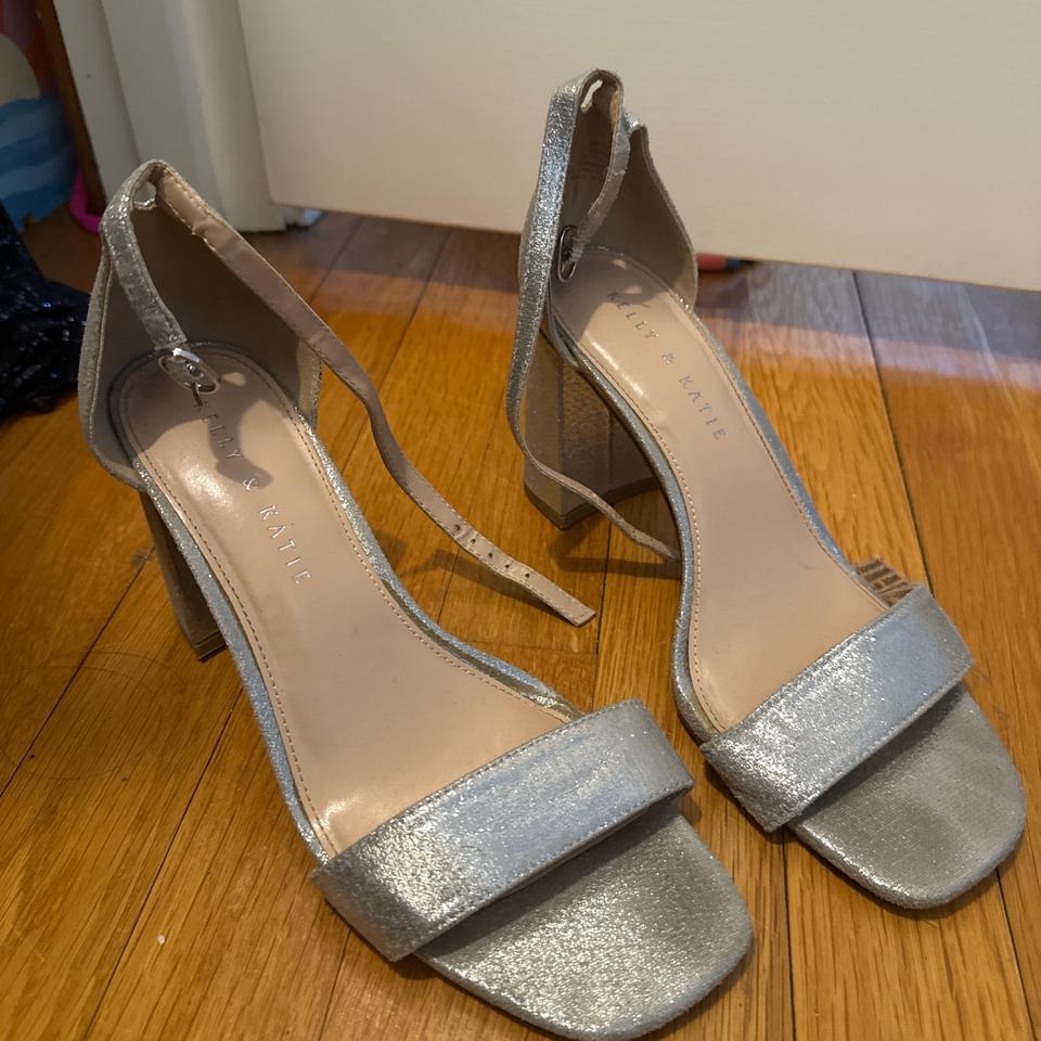 Silver Metallic Heels With Ankle 815d