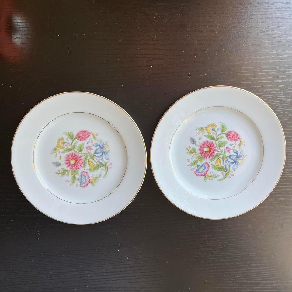 Pair Of Vintage Floral Plates