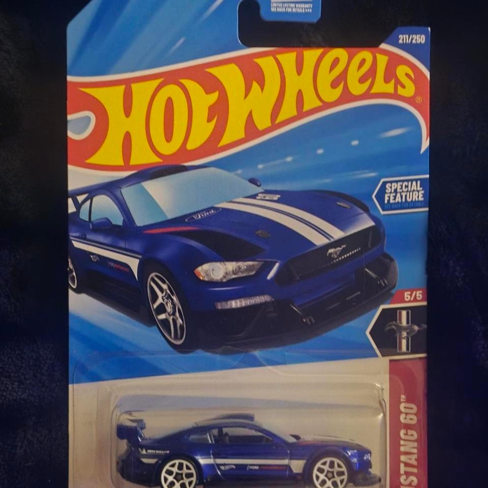 Blue Hot Wheels Mustang Gt
