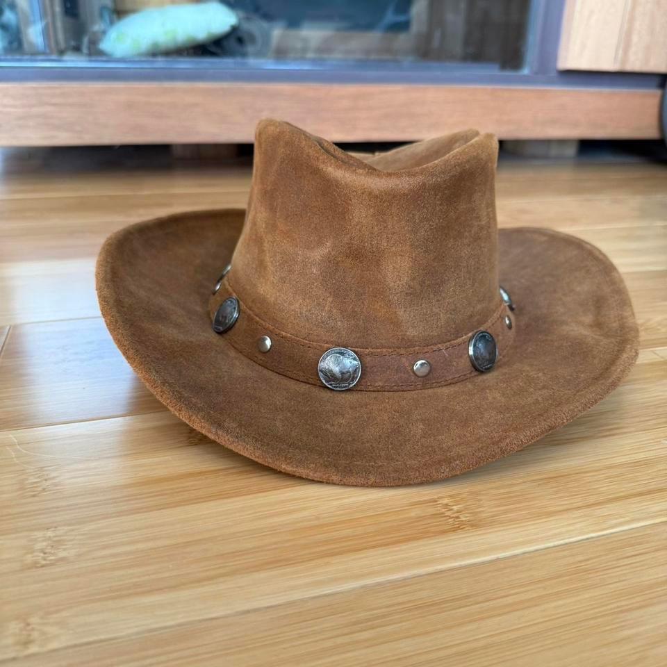 Brown Suede Leather Cowboy Hat