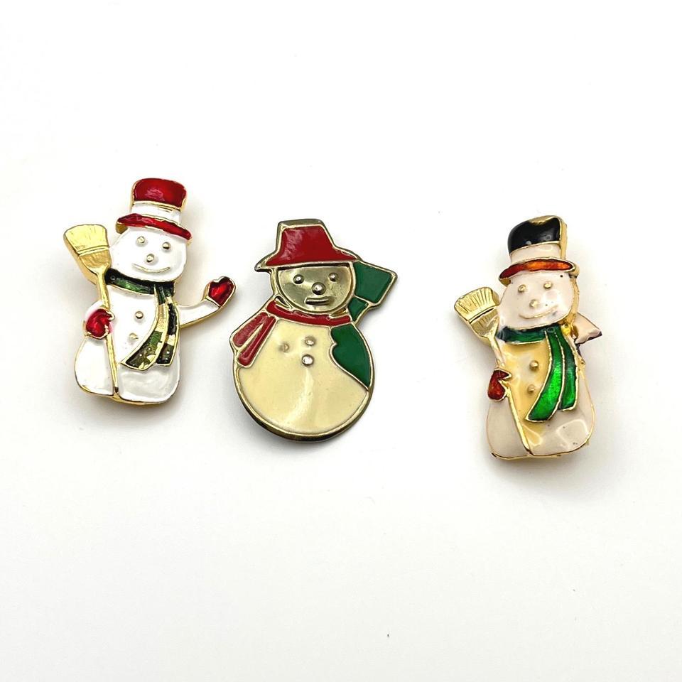 Vintage Snowman Enamel Brooch Pin 8a34 2