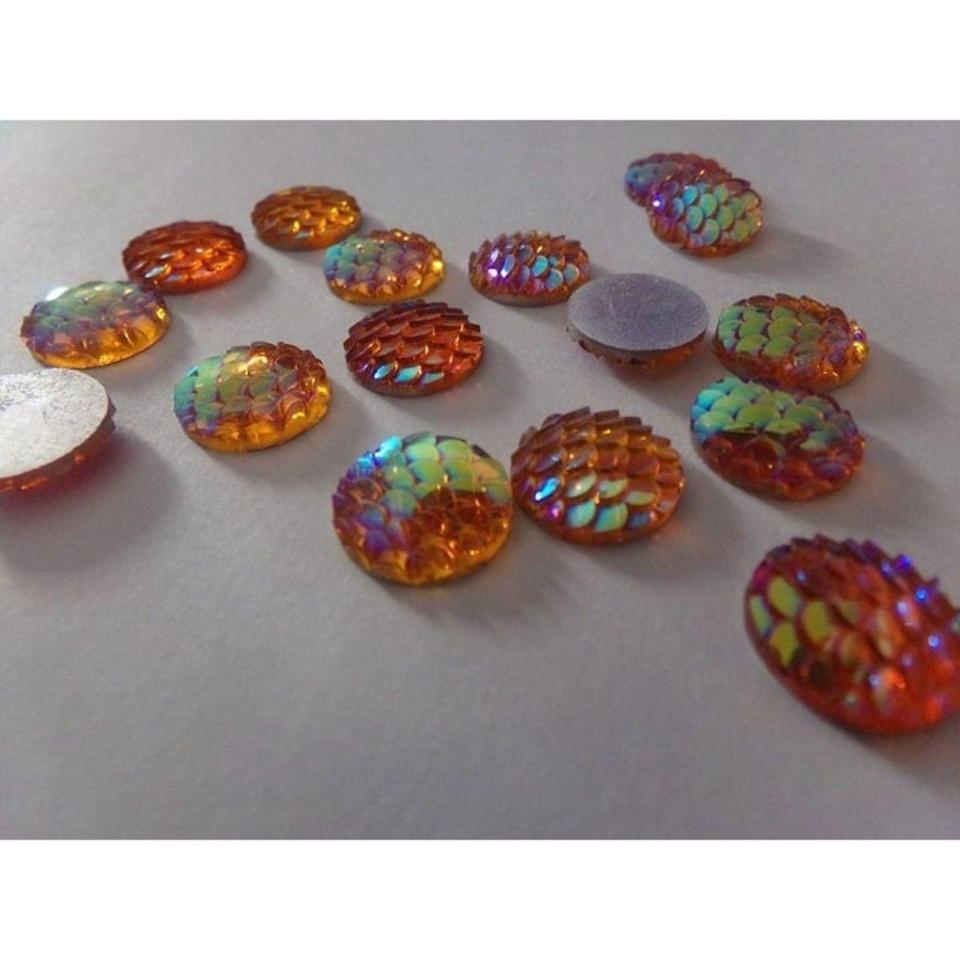 50 Pc Orange Ab Cabochons