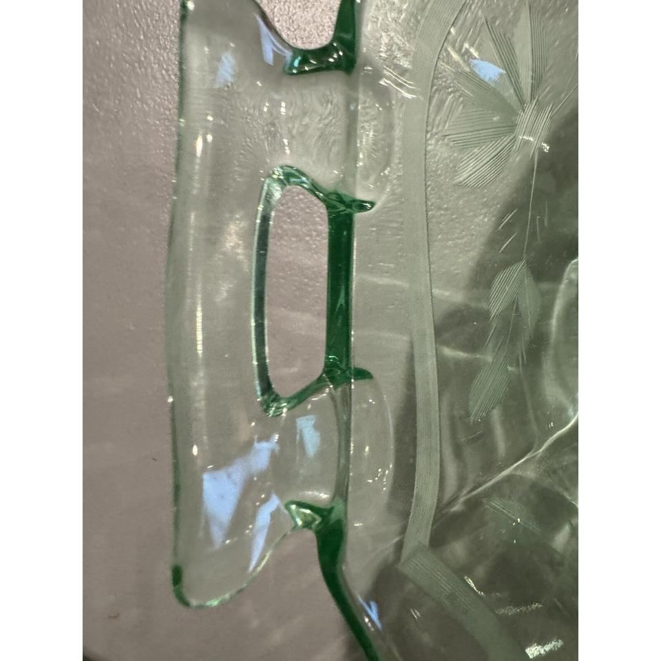 Green Uranium Depression Glass Serving 4
