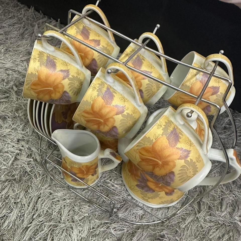 Vintage Yellow And Purple Floral 4718 5