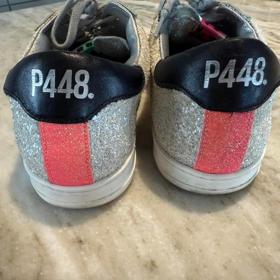 P448 Silver Glitter Sneakers Size 6