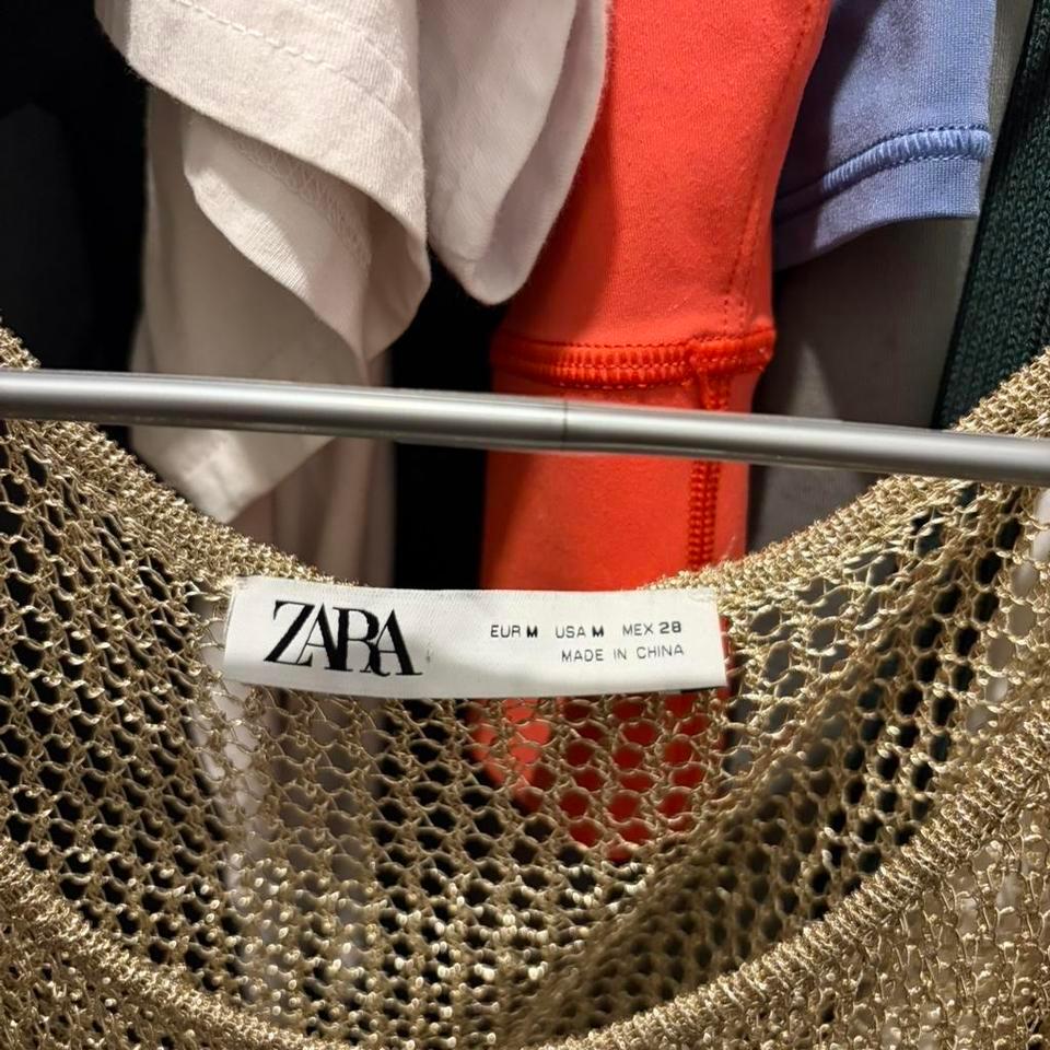 Zara Gold Mesh Tank Top 3ed3 8