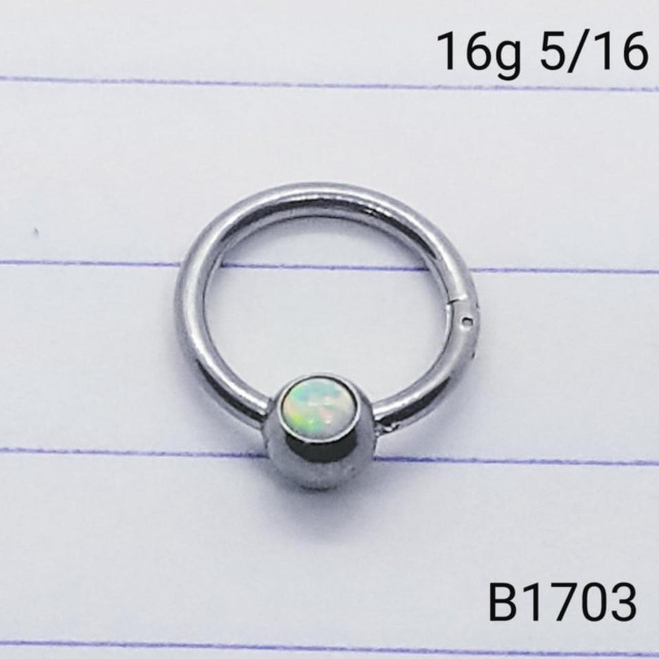 16g Silver Stainless White Opal 6a3d
