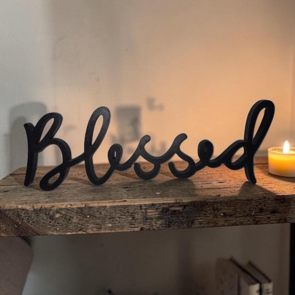Blessed Black Script Wall Sign 3a56